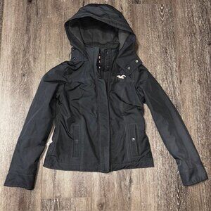 Hollister All-Weather Jacket Fleece Lined Hooded Women’s Size M Medium Gray